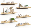 upsimples Floating Shelves for Wall, 23.6 Inch Shelves for Decor Storage Set of 6, Wall Mounted Wood Shelf for Bedroom, Living Room, Bathroom, Kitchen, Long Picture Ledge Shelves, Natural