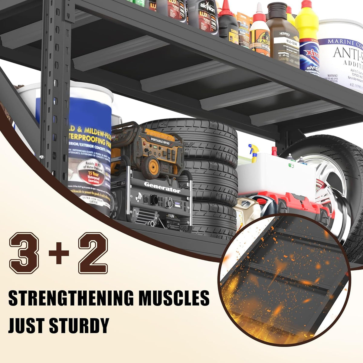 Heavy Duty Garage Shelving Unit - 8500 lbs Capacity, Industrial Metal Storage Rack, Adjustable Steel Rack for Garage, Warehouse, Basement, Pantry (67" W x 19.7" D x 63" H)