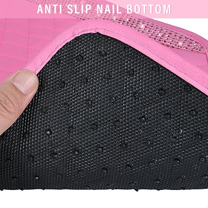 CAR PASS Bling Leather Car Mats Shining Diamond Floor Mats Crystal Rhinestones Sparkly Glitter Carpet Anti-Slip Waterproof Pad Universal Fit for Automotive SUV, Sedan, Van, 5pcs for Girl Women Pink