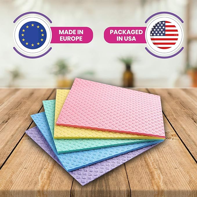 PINK RHINO LABS Swedish Dishcloths – Eco-Friendly Reusable Kitchen Towels – 10 Pack Cleaning Cloths for Dishes, Counters & Surfaces – Super Absorbent, Compostable, Zero-Waste Alternative
