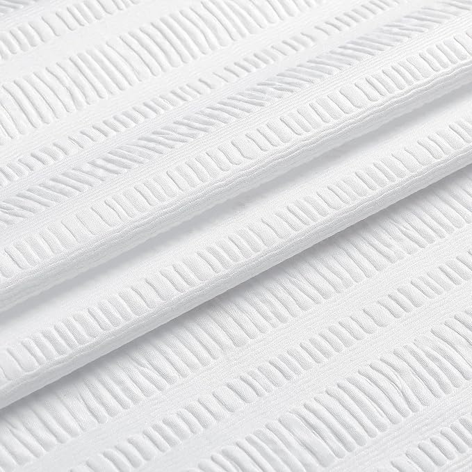 Aiyufeng Moga White Long Fabric Shower Curtain 72x78 inches Long, Hotel Quality, Washable, Water Repellent, White Spa Bathroom Curtains with 12 Button Holes, 72x78