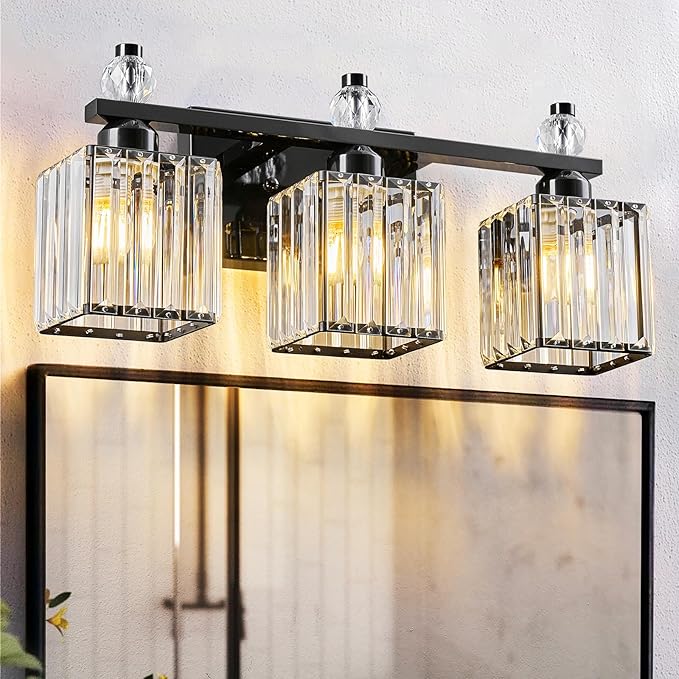 FDPBY Black Bathroom Vanity Lights Crystal Vanity Light Bathroom Lighting