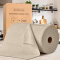 KitchLife Microfiber Cleaning Cloth Roll, 100 Pack - Tear-Away Microfiber Paper Towels, Lint-Free, Reusable, Washable for Kitchen, Car, Dishes, and Sensitive Surfaces (Sand Beige)