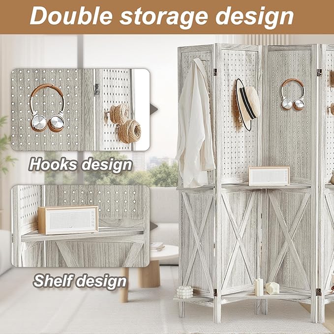 Aleesing 4 Panel Pegboard Display