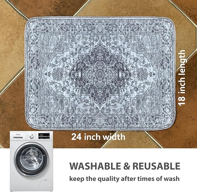 nunubaby Washable Pee Pads for Dogs, Stylish, Non-Slip and Leak-Proof Pee Pads. Reusable Potty Pads for Dogs for Crates and Floors.(Gray/Geo, 18" x24" )