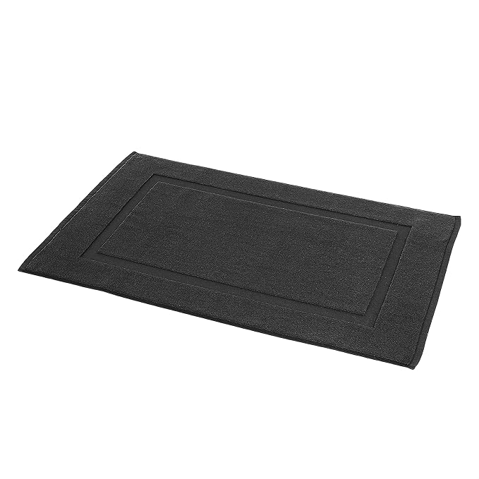 Amazon Basics Banded Bathroom Bath Rug Mat, 31 inches L x 20 inches W, Black