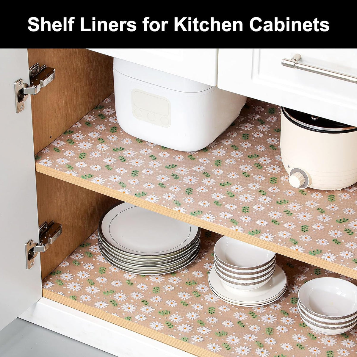 Cooyes Shelf Liner – Premium Non-Adhesive Cabinet & Drawer Liner for Kitchen – Waterproof Shelf Paper with Modern Pattern – Durable EVA Cabinet Mat – Easy to Cut (23.6" W x 236" L)