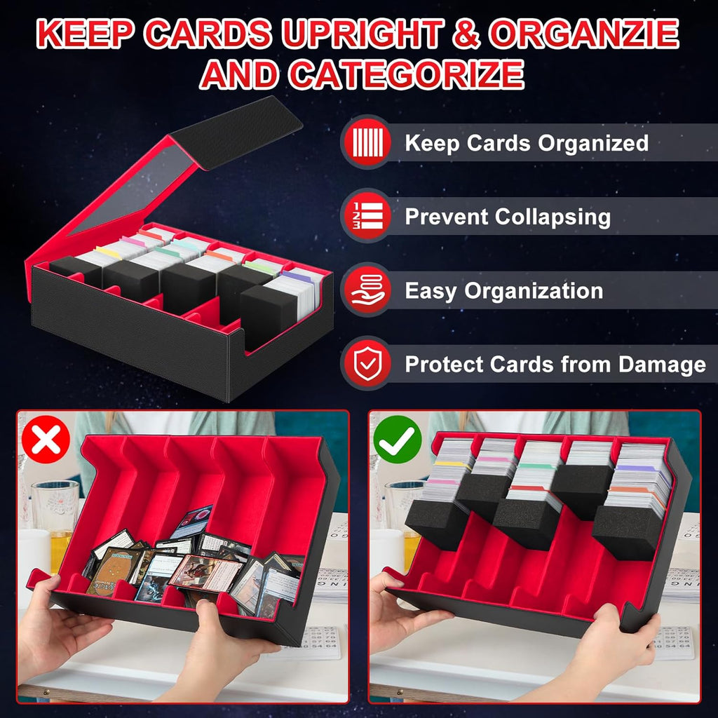 AOBOPLE Trading Card Storage Box,3900+ Card Box Storage with 48 Dividers and 5 Foam Supporters PU Leather Magnetic Card Box for MTG,TCG, Magic and Sport Cards,Great Gift for Card Collectors