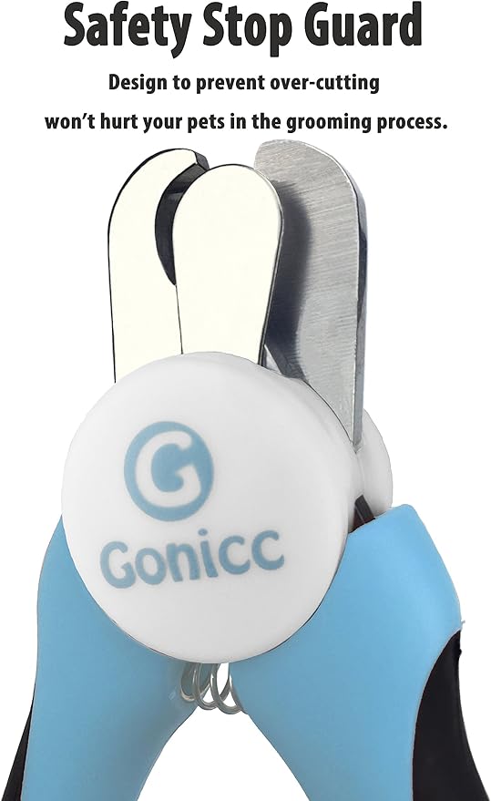 gonicc Professional Small Dog and Cat Nail Clippers Sharp Stainless Steel Pet Nail Trimmers(with Free Nail File in Handle), with Safety Guard to Avoid Overcutting
