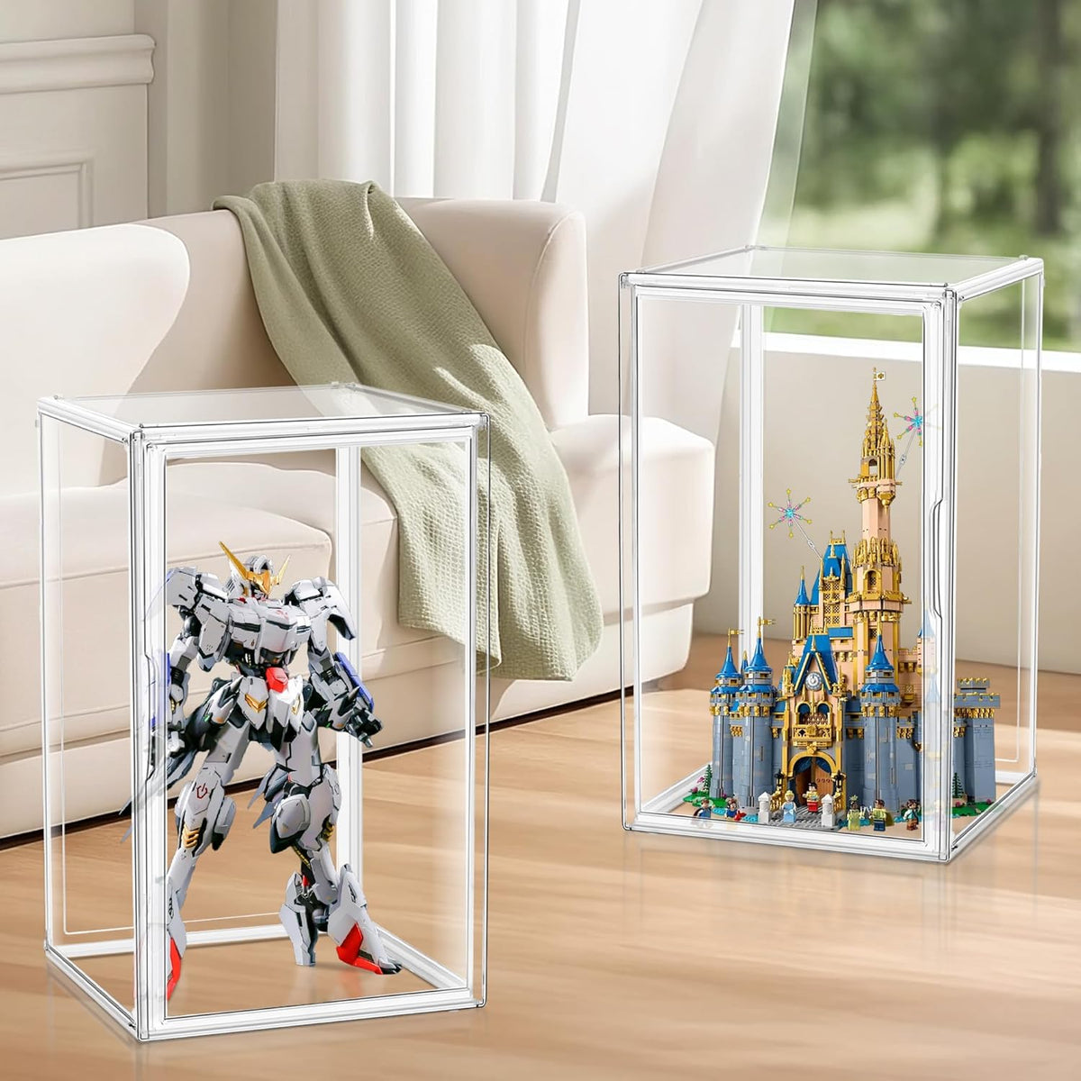 1 Pack Extra XXXXX-Large 13.8”x 12.2”x 23.6" Acrylic Display Case Long Tall Boot Shoe Storage Box Clear Giant Figure Collection Showcase with Magnetic Lid