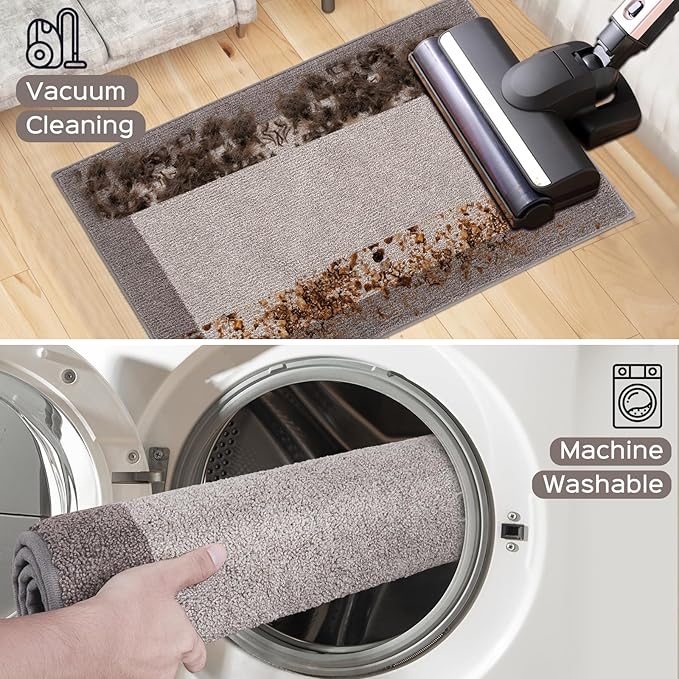 DOMUSTEX Machine Washable Kitchen Rug 24" x 36", Non Slip Kitchen Mat for Floor, Absorbent Entrance Throw Rug for Bedroom, Hallway, Bathroom, Door