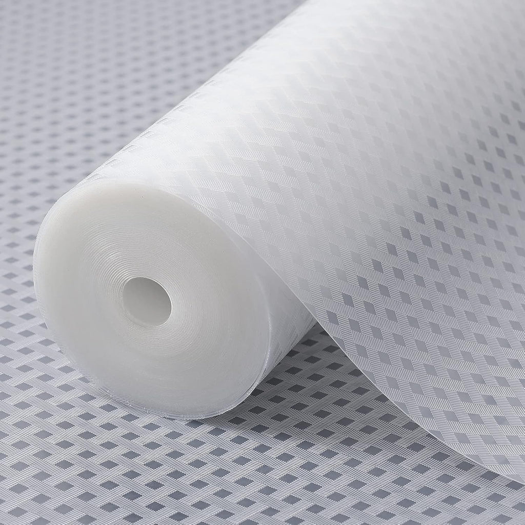 Shelf Liners for Kitchen Cabinets Refrigerator Liners Waterproof Kitchen Cupboard Liner Non-Slip Drawer Mats EVA Material Non Adhesive Fridge Liner for Shelves - Clear（17.5 x 236.2 Inches x 2 Rolls