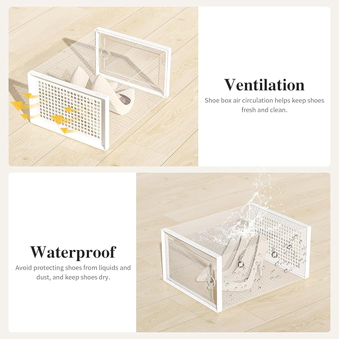 Kuject X-Large Shoe Storage Boxes Organizers Clear Plastic Stackable 12 Pack