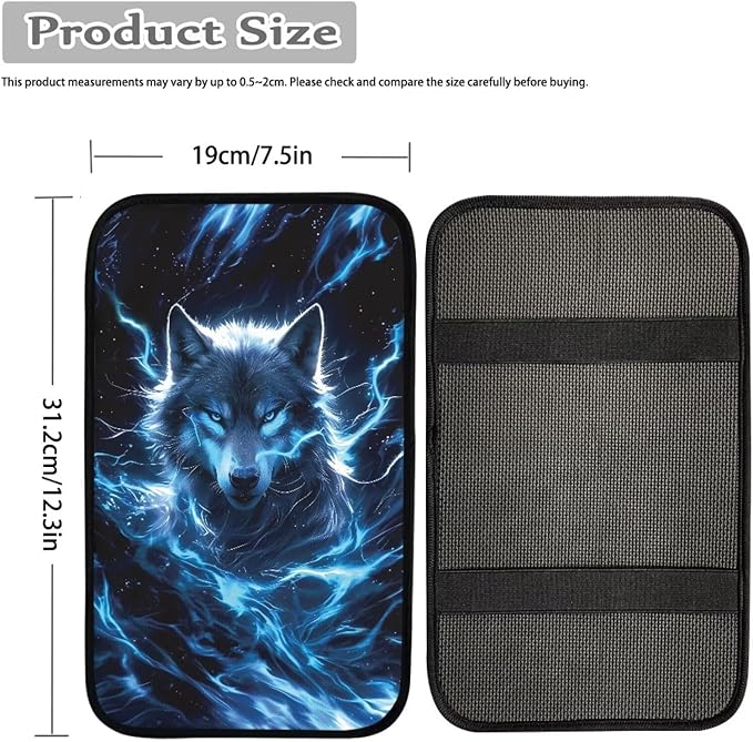 Cool Wolf Auto Console Armrest Cover Arm Rest Car Comfortable Armrest Console Cover Easy to Install Fashion Auto Interior Universal Fit Most Cars Women Men