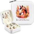Horse Jewelry Box, Gifts For Women Teens Girls, Horse Lovers Stuff Items Accessories Things Merchandise Decor Merch, Travel Ring Earrings Necklace Organizer Holder!
