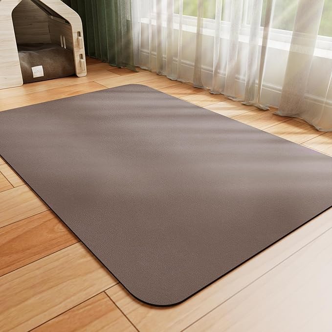 HotLive Dog Food Mat - Absorbent Cat Mat for Food and Water, No Stains Pet Feeding Bowl Mat, Easy to Clean Pet Placemats, Quick Dry Dog Water Dispenser Mat for Messy Drinkers | Brown 24"x36"