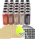 SWOMMOLY 25 Glass Spice Jars 8 oz Empty Spice Bottles with 713 Spice Labels, Chalk Marker and Funnel Complete Set. 25 Square Seasoning Containers with Airtight Cap, Pour/sift Shaker Lid