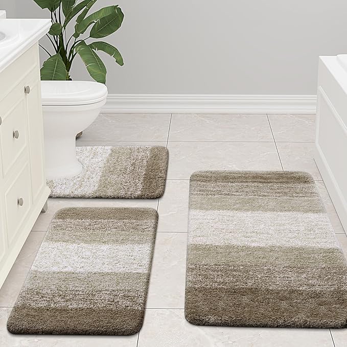 Arotive Microfiber Bathroom Rugs, Shaggy Soft and Absorbent Bath Rug, Non-Slip, Thick Plush Machine Washable Dry Bath Mats for Bathroom, Tub and Shower, 24x16, Coffee, Rectangular