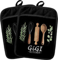 Gigi Grandma Kitchen Gifts Pot Holders 2 Pack Set, Grandma Baking Cooking Gift, Gift for Gigi Grandmother Gifts Heat Resistant Oven Hot Pads for Kitchen Countertop Baking