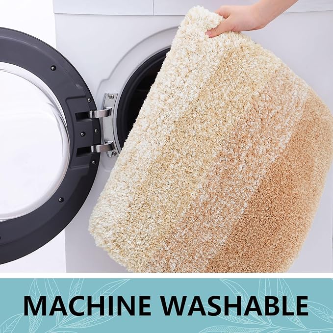Arotive Microfiber Bathroom Rugs, Shaggy Soft and Absorbent Bath Rug, Non-Slip, Thick Plush Machine Washable Dry Bath Mats for Bathroom, Tub and Shower, 47x17, Beige, Rectangular