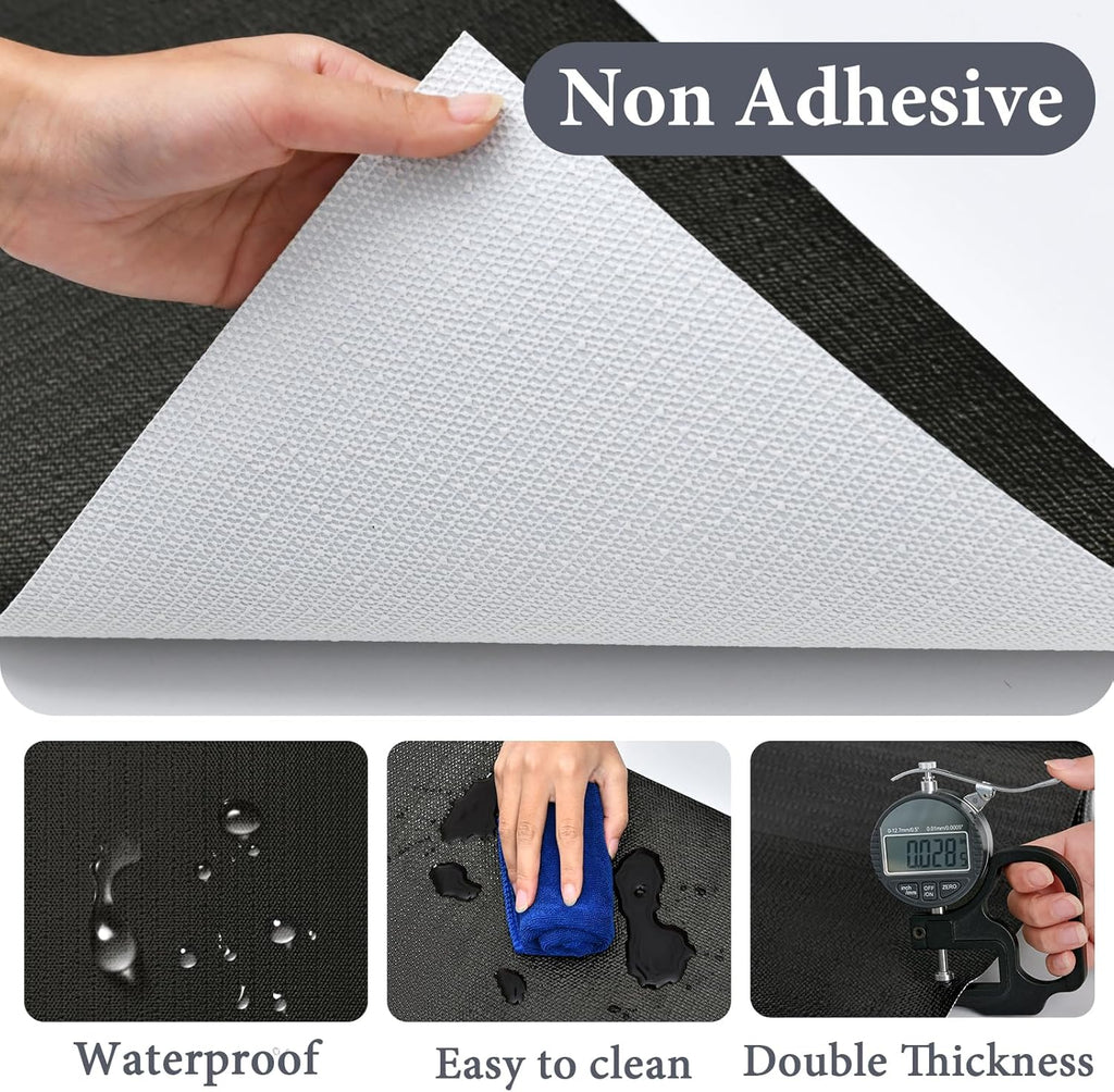 Shelf Liners for Kitchen Cabinets 12in x 20FT Non Adhesive Drawer Liner Gray Quatrefoil Thickened Shelf Liner Paper Strong Non-Slip Easy to Clean for Tool Box Refrigerator with Knife and Tape Measure