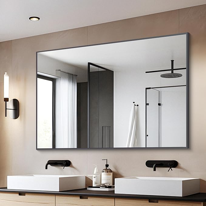 Black Bathroom Mirror for Wall, 30x40 Inch Rectangle Mirrors