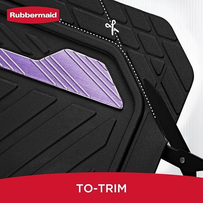 Rubbermaid Car Floor Mat, Heavy Duty All-Weather Car Mats Full Set with Dual-Tone Purple Aluminum Inserts – Universal Fit, Anti-Slip Backing, Trim-to-Fit for Most SUV, Sedan, Van