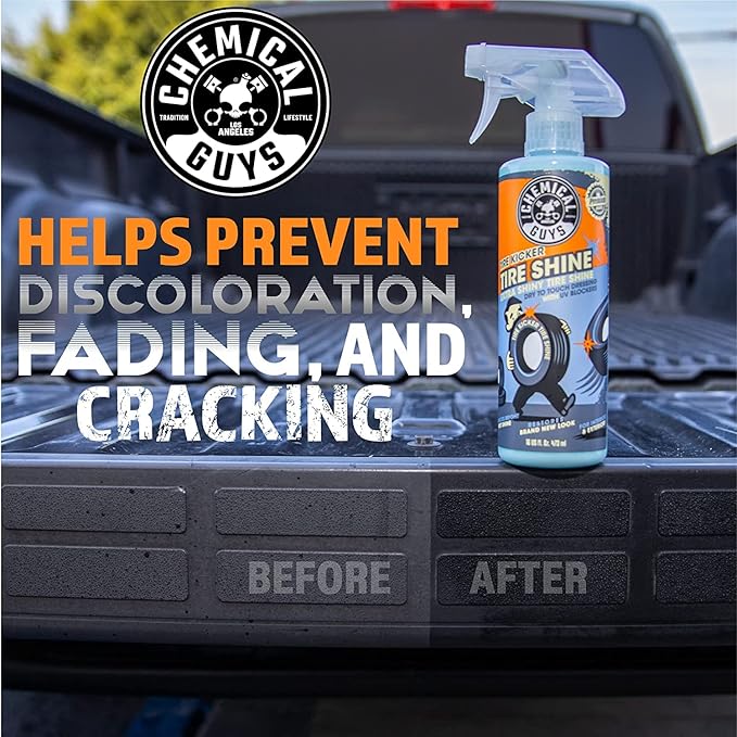 Chemical Guys Tire Kicker Sprayable Extra Glossy Tire Shine (Works on Rubber, Vinyl & Plastic) Safe for Cars, Trucks, Motorcycles, RVs & More, Extra Large Size 32 fl oz