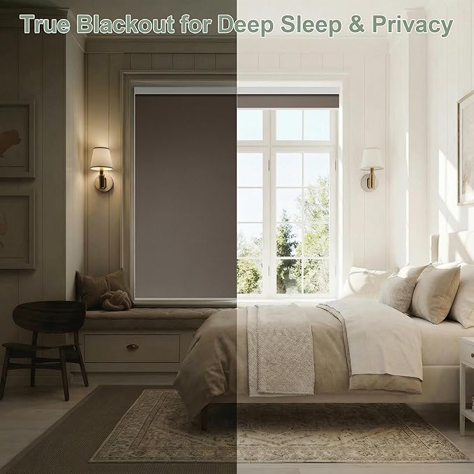 ZSHINE Motorized Blackout Window Blinds Customize Width Remote Control Wireless