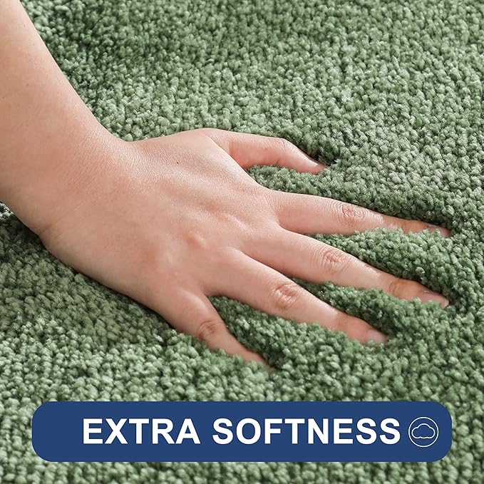 COSY HOMEER Bath Rugs for Bathroom Extra Thick- Anti-Slip Bath Mats Soft Plush Yarn Shaggy 100% Strong Mirco Polyeste Mat Living Room Bedroom Mat Floor Water Absorbent(Green,20x32 - Inches)