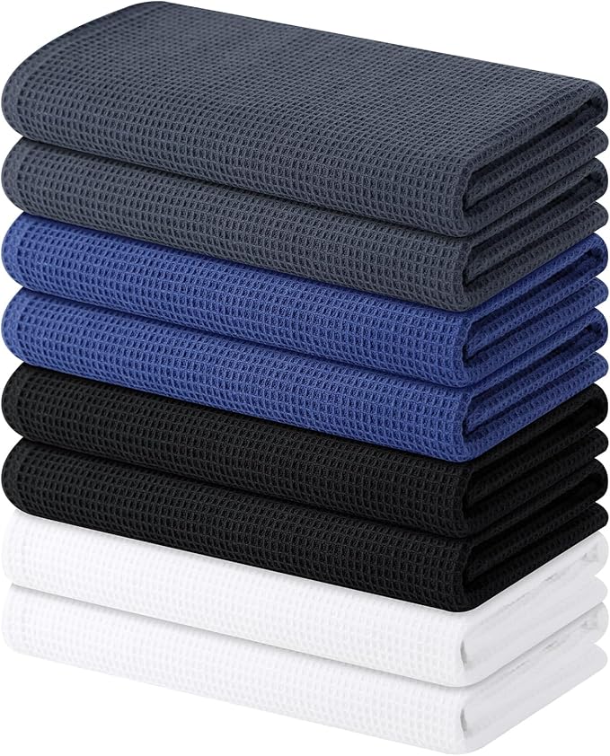 Homaxy 100% Cotton Waffle Weave Kitchen Towels - 8 Pack Soft and Absorbent Dish Towels - 16 x 26 Inches Quick Dry Hand Towels - Multiple Colour