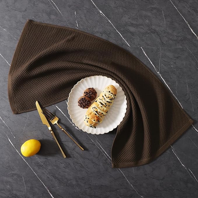 Homaxy 100% Cotton Kitchen Towels and Dishcloths Set, 12 x 12 Inches and 13 x 28 Inches, Set of 8 Bulk Kitchen Towels Set, Ultra Soft Absorbent Dish Cloths for Washing Dishes, Dark Brown
