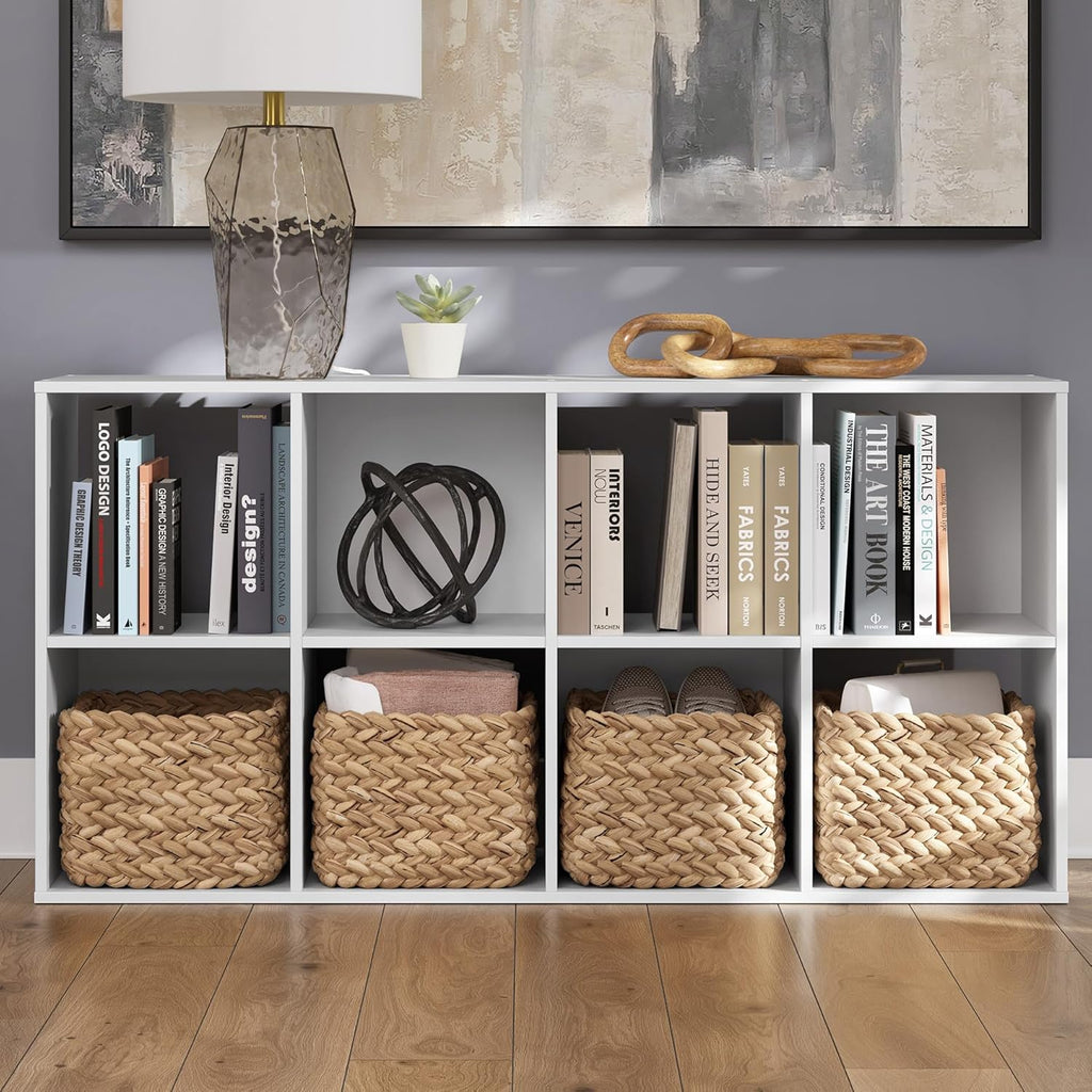 Signature Design by Ashley Onita Contemporary 8 Cube Organizer for Storage, Fits 10.5" by 10.5" by 11" H Storage Bins, Wood, 47.05" Tall, White Finish