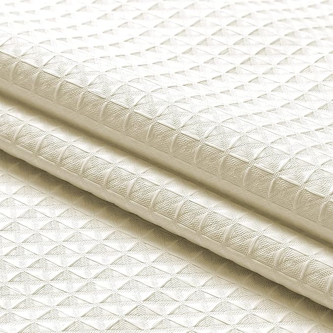 MISS SELECTEX Fabric Shower Curtain, Hotel Quality Waffle Weave Shower Curtain- Spa,Heavy Duty Waffle Shower Curtain for Bathroom/Shower, Machine Washable, Water Repellent,108x72,Beige