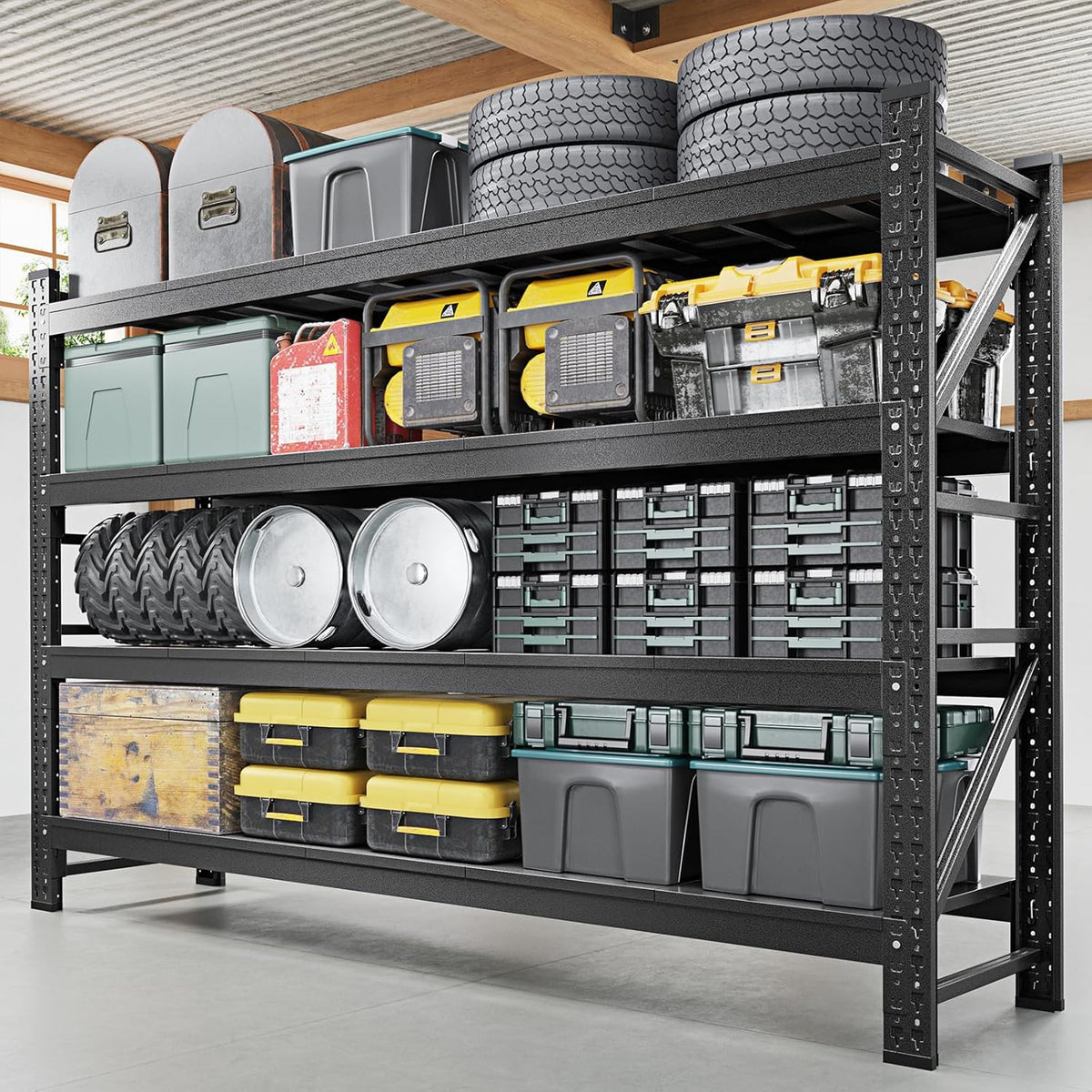 Letaya 68" W Storage Shelves Heavy Duty, 7000LBS Garage Shelving Units, 4 Tier Adjustable Utility Rack Shelf,Large Metal Industrial Shelves,for Shop,Warehouse,Basement (68" W x 24" D x 64" H)
