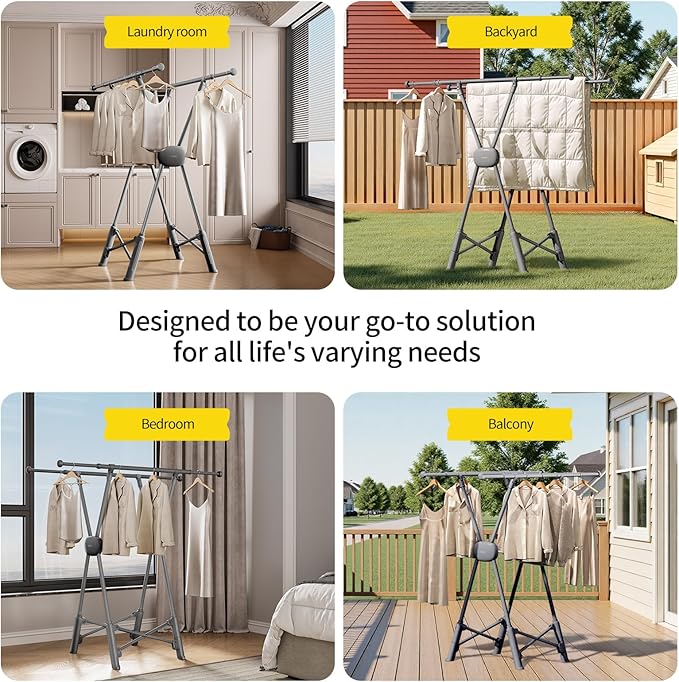 BIREN Clothes Drying Rack Heavy Duty Clothing Racks Foldable Laundry Rack Two