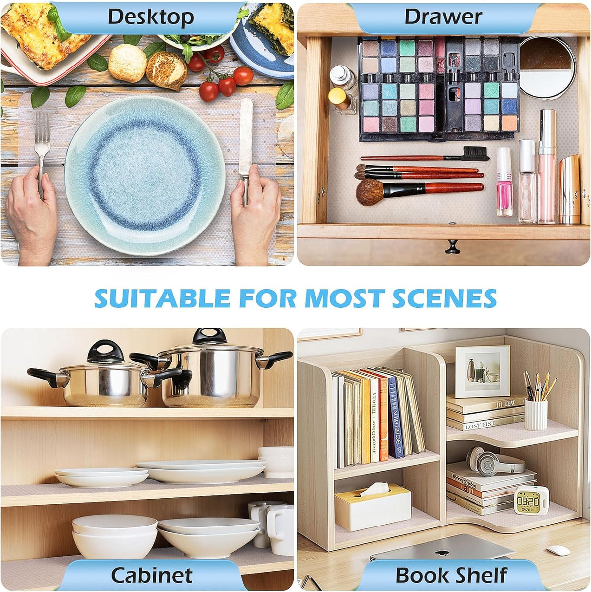 Drawer Liners, Waterproof Shelf Liner, Anti-Slip Non-Adhesive BPA Free Kitchen Cupboard Cabinet Liner Refridge Fridge Mats Sink Protector Strong Durable for Home (Clear/11.8in x 20Ft)