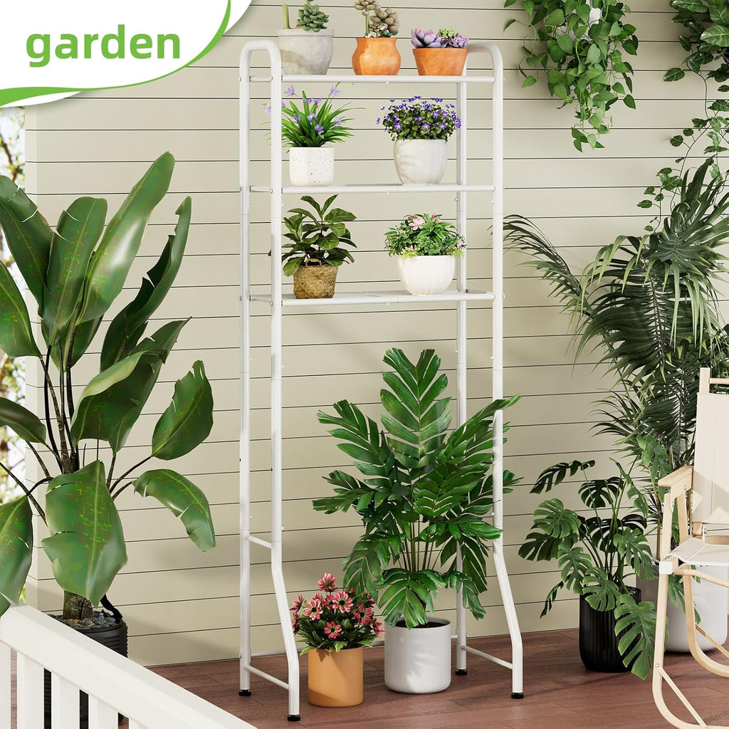 Simple Trending Over The Toilet Storage Rack, Metal 3 Tier Bathroom Organizer Shelf with Paper Holder and 3 Hooks, White