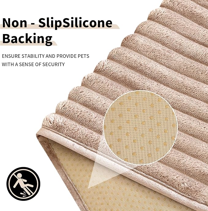Dog Crate Mat, 2 Pack 36"×48" Flannel Washable Pet Mat for Dogs and Cats, Non-Slip Pet Pad for Kennel Training, Absorbs Urine and Waterproof Pad for Sofa Bed Crate Kennel Car Seat Floor（Khaki）