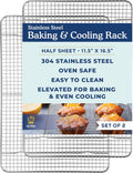Ultra Cuisine Oven-Safe, Dishwasher-Safe 100% Stainless Steel Cooling and Baking Rack Set Heavy Duty Tight-Wire - 11.5 x 16.5-inch - Set of 2 - Half Sheet Pan Cooling Racks