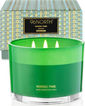 96NORTH Luxury Pine Soy Candle | Large 3 Wick Jar Candle | Up to 40 Hours Burning Time | 100% Natural Soy Wax | Relaxing Aromatherapy Aesthetic Candle
