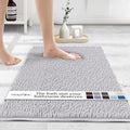 MAYSHINE Plush Shaggy Chenille Bath Mat | Extra Soft, Super Absorbent, Non-Slip Bathroom Rug | Fluffy Microfiber, Area Rug Sets for Bathroom Floor, Kitchen, Living Room | 32"x20" | White