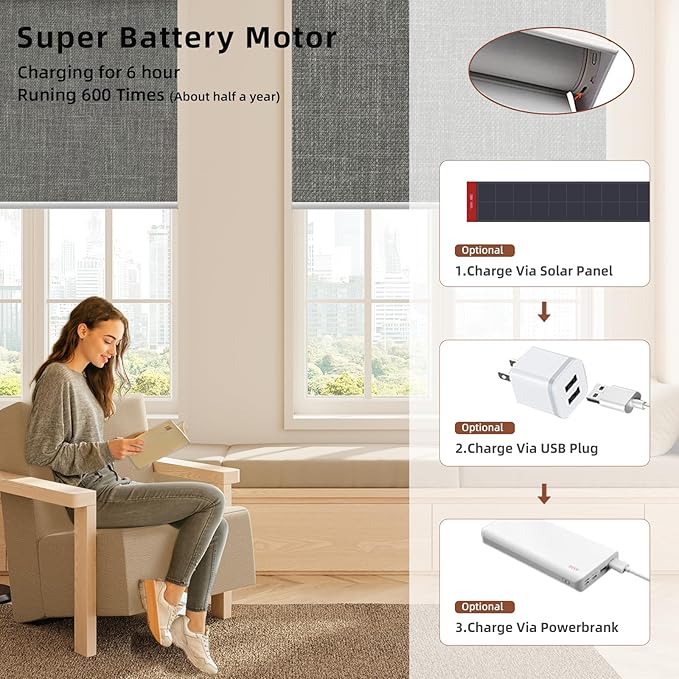 Motorized Roller Shade: 100% Blackout, Electric Blinds Compatible