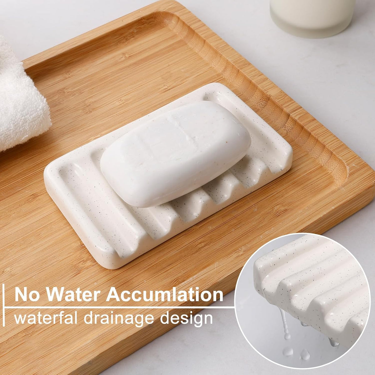 BosilunLife Ceramic Bathroom Accessories Set - Bathroom Counter Soap Set Beige Bathroom Decor Sets Accessories Bathroom Lotion Soap Dispenser and Toothbrush Holder Set, Soap Dish, Apothecary Jars
