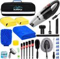 30PCS Car Wash Cleaning Kit - High Power Portable Car Vacuum Cleaner, Car Interior and Exterior Detailing Set withDuster, Brush, Towels, Wash Mitt