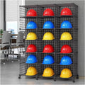 Stackable Safety Helmet Storage Boxes, Large Adjustable Hard Hat Placement Organizer Rack,with Wheels,for Construction Site/Garage/Workshop/Factory Helmet Display Shelf (Black, 18 Grids-3 * 6)