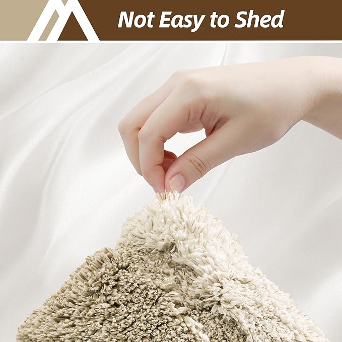 COSY HOMEER Bathroom Rugs 30"x20", Ultra Soft Absorbent Bath Mat with Non-Slip TPR Backing, Machine Washable Shaggy Rug for Bathroom Floor, Beige