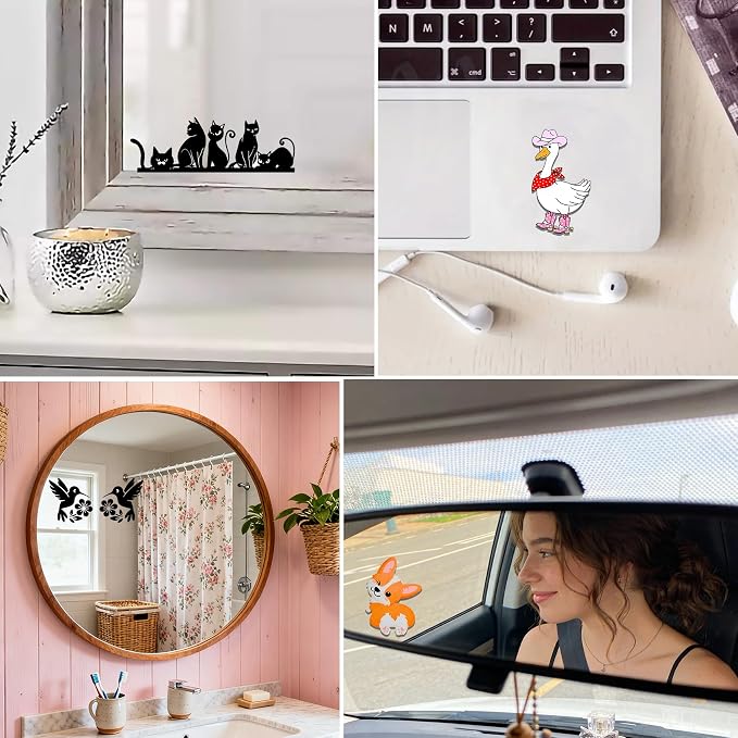 2Pcs Hedgehog Rear View Mirror Sticker Waterproof Vinyl Car Window Decal | Hedgehogs Car Accessories, Cute "Moo-tivational" Auto Decals Decor, Hedgehog Gifts for Women Men Animal Lovers