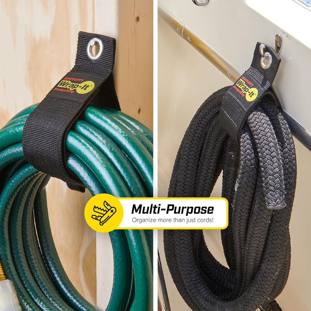 Heavy-Duty Wrap-It Storage Straps, 22" (2 Pack) - Hook and Loop Organizer Hanger for Extension Cords, Cables, Hoses, Rope and More for Garage, Home, Shop, Boat and RV Organization
