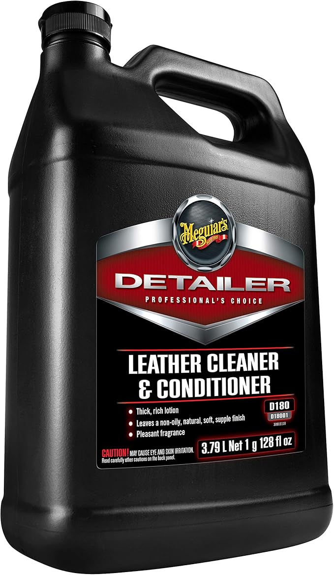 Meguiar's Professional Leather Cleaner & Conditioner D18001-1 Gallon Leather Cleaner & Conditioner Specifically Formulated for Automotive Interior Care, Delivers Professional Results, 128 Oz